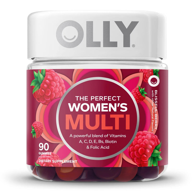 Olly The Perfect Women's Multi Gummies, Blissful Berry (Bottle of 90)