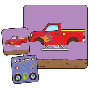 Medibadge Sticker Make-A-Sticker 90 per Unit Monster Truck Make - A - Sticker , Assorted 2-1/2 X 2-1/2 Inch 
