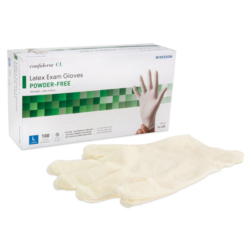 McKesson Confiderm CL Latex Exam Glove, Large, Ivory (Case of 1000)