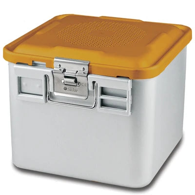 SklarLite Sterilization Container - Half-Size, Safe Lid, Perforated Bottom, 11-1/4" x 11" x 10", Yellow - 10-4730 