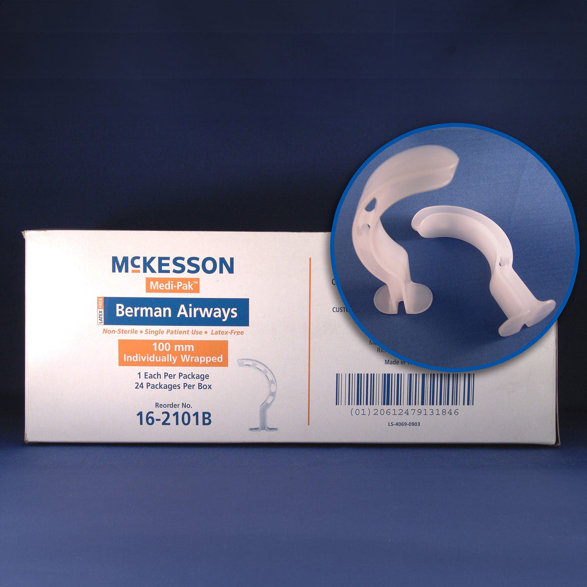 Berman Oropharyngeal Airway McKesson White 40 mm Length ISO 9 NonSterile Adult (Box of 24)