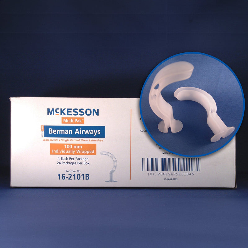 Berman Oropharyngeal Airway McKesson White 40 mm Length ISO 9 NonSterile Adult 