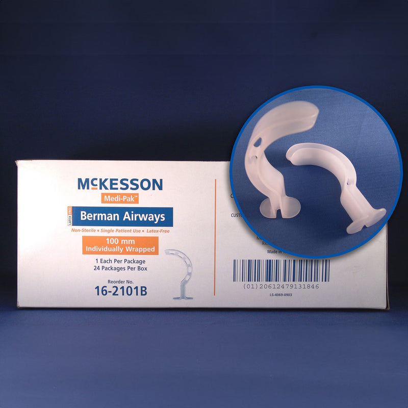 Berman Oropharyngeal Airway McKesson White 40 mm Length ISO 9 NonSterile Adult 