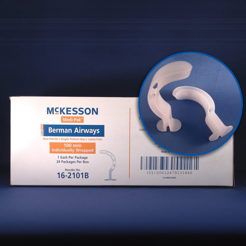 Berman Oropharyngeal Airway McKesson White 70 mm Length ISO 7 NonSterile Pediatric 