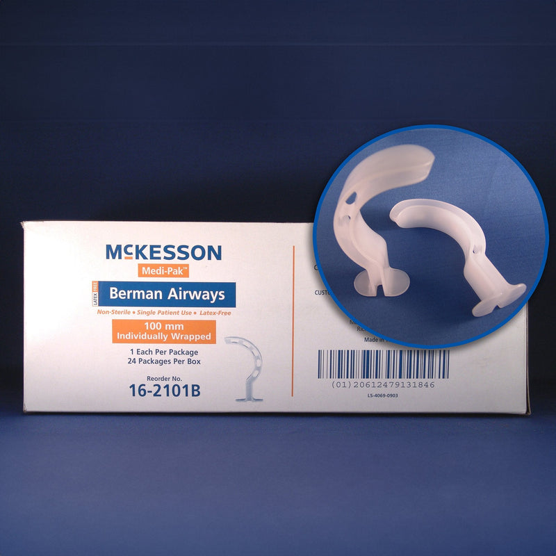Berman Oropharyngeal Airway McKesson White 90 mm Length ISO 9 NonSterile Adult 