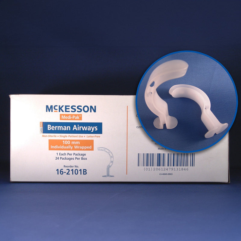 Berman Oropharyngeal Airway McKesson White 100 mm Length ISO 10 NonSterile Adult 