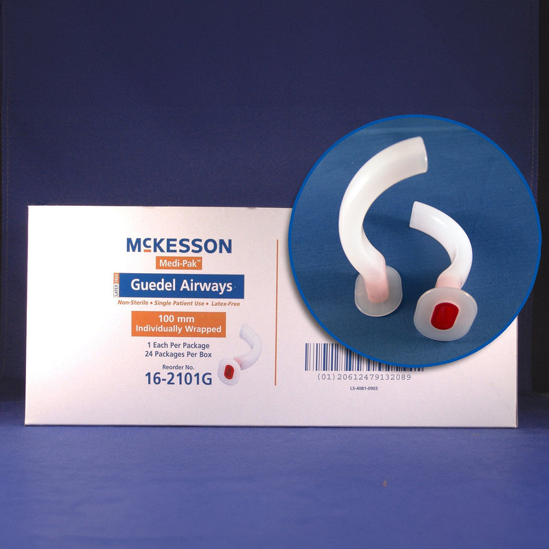 Guedel Oropharyngeal Airway McKesson Blue 100 mm Length ISO 10 NonSterile Adult 
