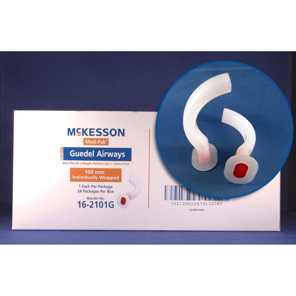 Guedel Oropharyngeal Airway McKesson Green 80 mm Length ISO 8 NonSterile Adult (Box of 24)