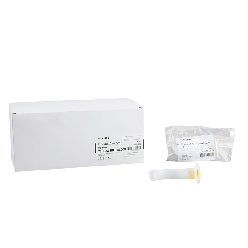 Guedel Oropharyngeal Airway McKesson Yellow 90 mm Length ISO 9 NonSterile Adult (Box of 24)