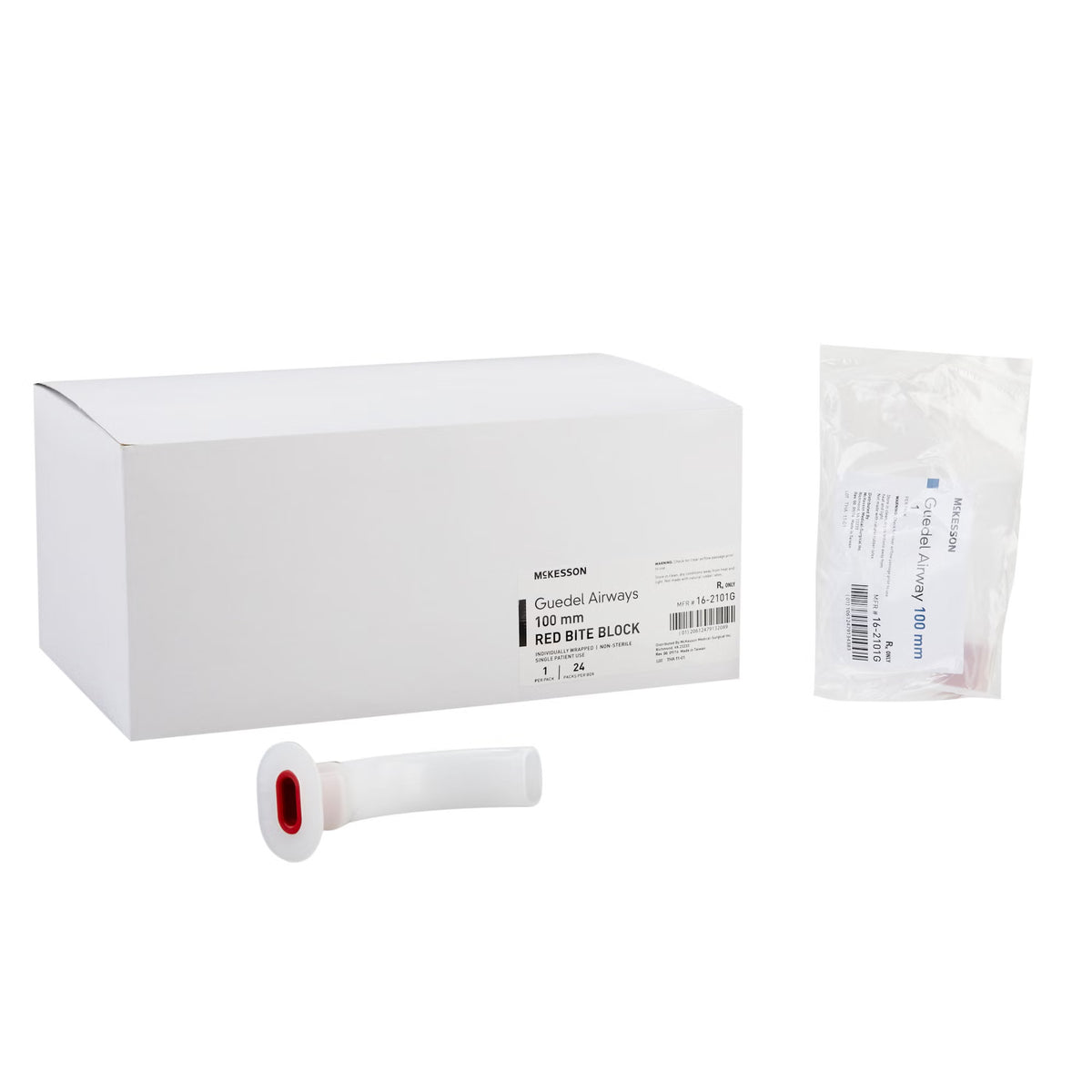 Guedel Oropharyngeal Airway McKesson Red 100 mm Length ISO 10 NonSterile Adult (Box)