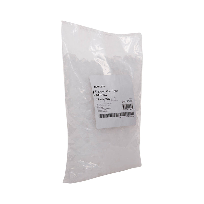McKesson Flanged Plug Cap, Colorless, Polyethylene, for use with 13 mm Tubes (20000/CS)