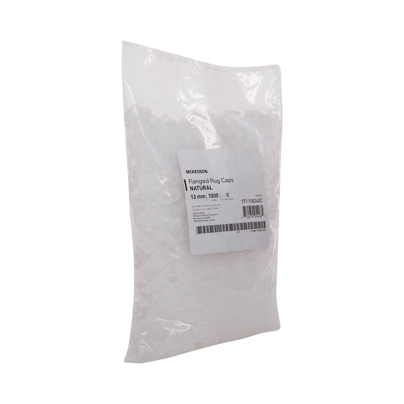 McKesson Flanged Plug Cap, Colorless, Polyethylene, for use with 13 mm Tubes (1000/BG)