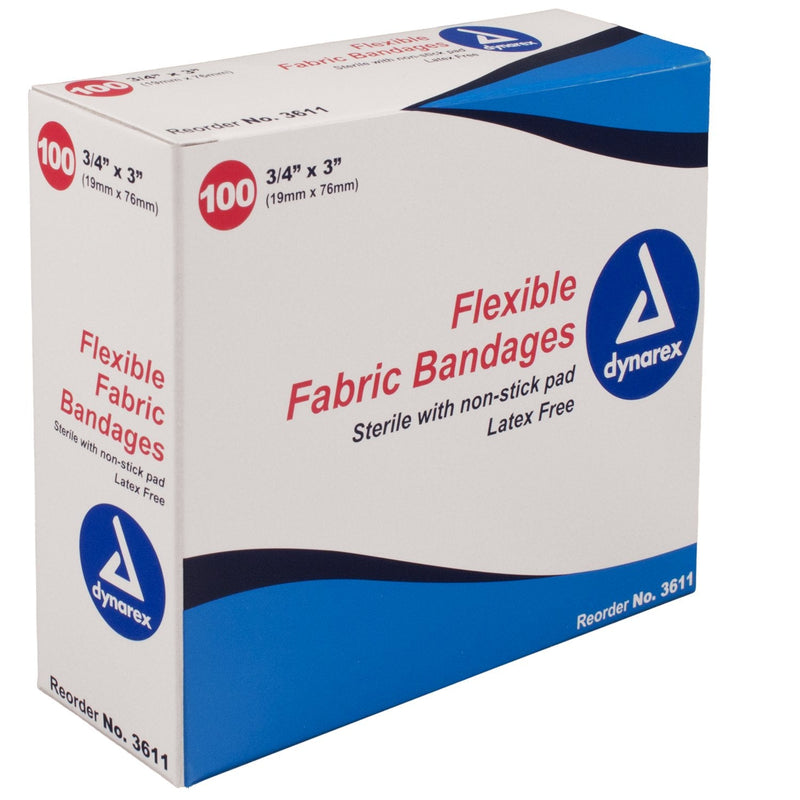 Adhesive Strip Dynarex Fabric Tan 3/4 X 3 Inch Sterile 