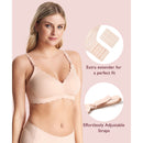 Nursing Bra Momcozy Jelly Strip 34 to 36 Inch Chest Medium Beige Back Hook and Eye Closure Adjustable Shoulder Strap 
