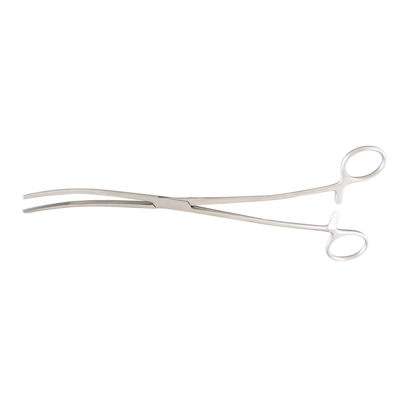 Uterine Dressing Forceps McKesson Argent Bozeman 10-1/2 Inch Length OR / Surgical Grade German Stainless Steel NonSterile Locking Finger Ring Handle Double Curved Serrated Tips 