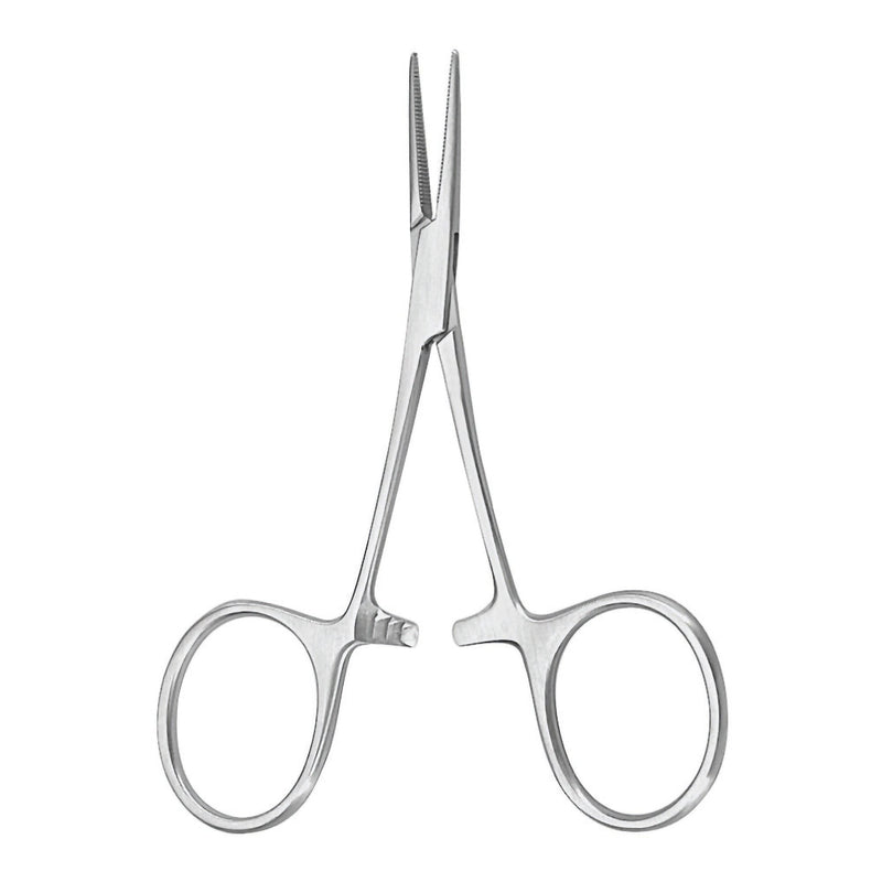 Mosquito Forceps McKesson Argent Hartmann 3-1/2 Inch Length OR / Surgical Grade German Stainless Steel NonSterile Locking Finger Ring Handle Straight Serrated Tips 