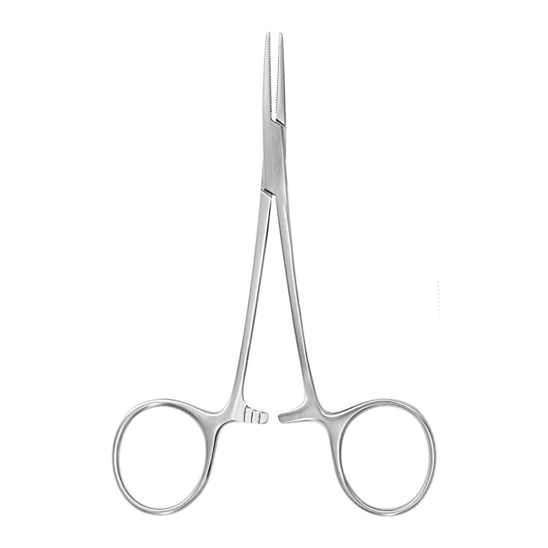 Mosquito Forceps McKesson Argent Hartmann 3-1/2 Inch Length OR / Surgical Grade German Stainless Steel NonSterile Locking Finger Ring Handle Curved Serrated Tips (Each)