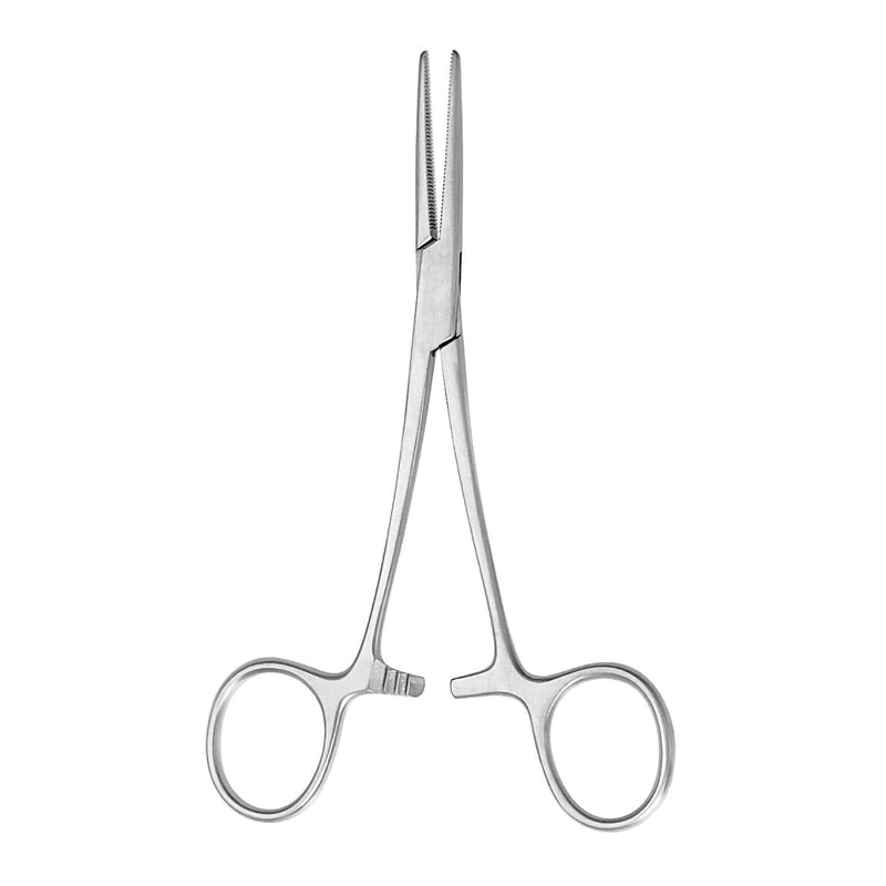 Mosquito Forceps McKesson Argent Halsted 5 Inch Length OR / Surgical Grade German Stainless Steel NonSterile Locking Finger Ring Handle Straight Serrated Tips 