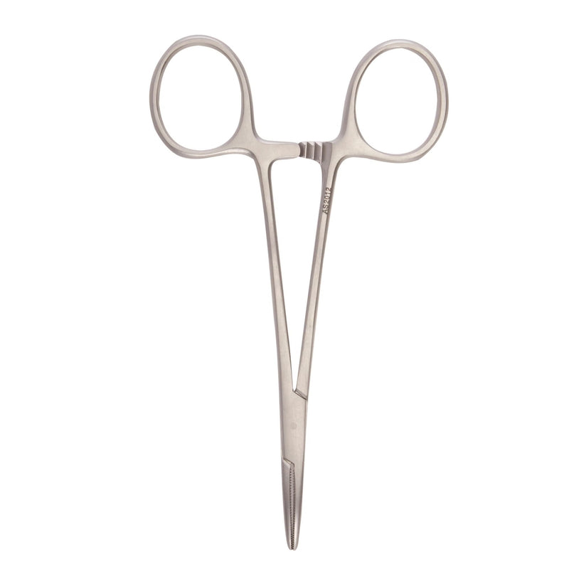 Mosquito Forceps McKesson Argent Halsted 5 Inch Length OR / Surgical Grade German Stainless Steel NonSterile Locking Finger Ring Handle Curved Serrated Tips 