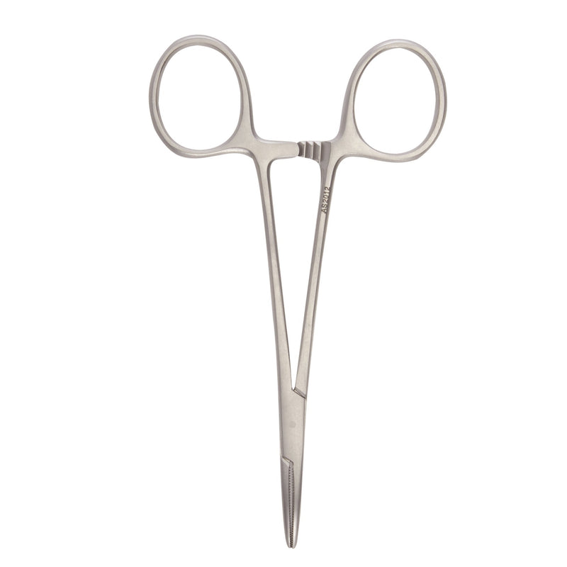 Mosquito Forceps McKesson Argent Halsted 5 Inch Length OR / Surgical Grade German Stainless Steel NonSterile Locking Finger Ring Handle Curved Serrated Tips 