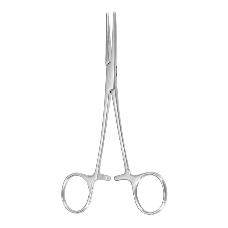 Hemostatic Forceps McKesson Argent Kelly 5-1/2 Inch Length OR / Surgical Grade German Stainless Steel NonSterile Locking Finger Ring Handle Straight Serrated Tips 