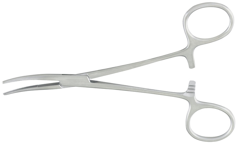 Hemostatic Forceps McKesson Argent Kelly 5-1/2 Inch Length OR / Surgical Grade German Stainless Steel NonSterile Locking Finger Ring Handle Curved Serrated Tips (Each)