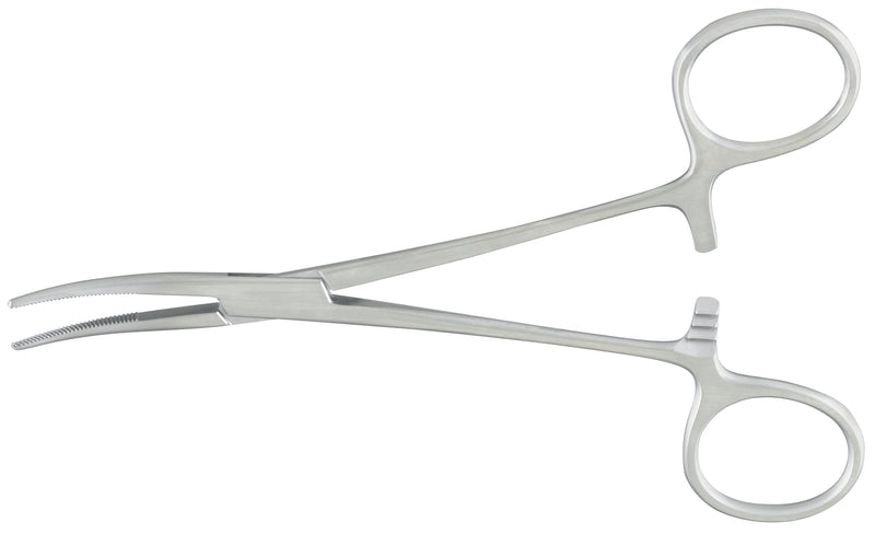 Hemostatic Forceps McKesson Argent Kelly 5-1/2 Inch Length OR / Surgical Grade German Stainless Steel NonSterile Locking Finger Ring Handle Curved Serrated Tips 