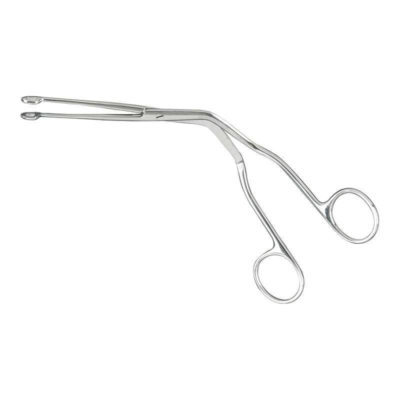 Catheter Forceps McKesson Magill 7 Inch Length Floor / Office Grade Pakistani Stainless Steel NonSterile NonLocking Finger Ring Handle Straight Fenestrated Serrated Oval Tips 