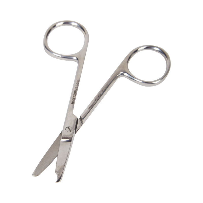 Stitch Scissors McKesson Spencer 3-1/2 Inch Length Office Grade Stainless Steel NonSterile Finger Ring Handle Straight Blunt Tip / Blunt Tip (Each)