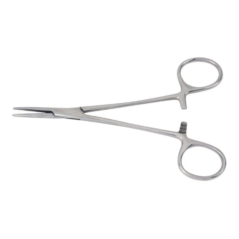 Mosquito Forceps McKesson Halsted 5 Inch Length Floor / Office Grade Pakistani Stainless Steel NonSterile Locking Finger Ring Handle Straight Serrated Tips (Each)