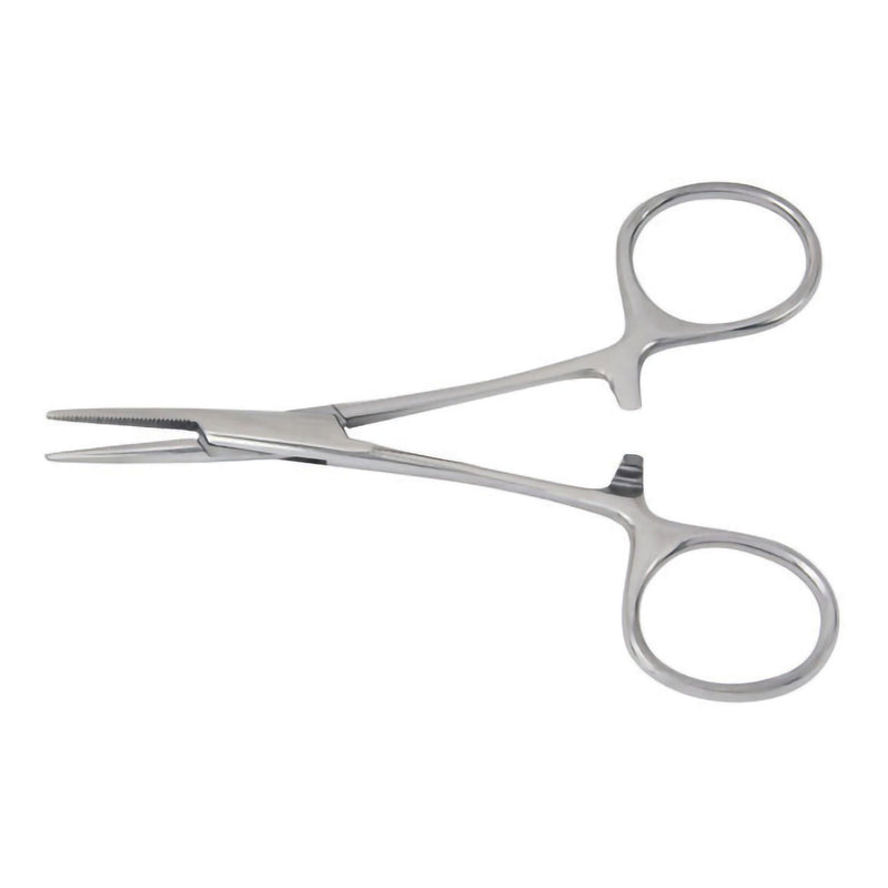 Mosquito Forceps McKesson Halsted 5 Inch Length Floor / Office Grade Stainless Steel NonSterile Locking Finger Ring Handle Curved Serrated Tips (Each)