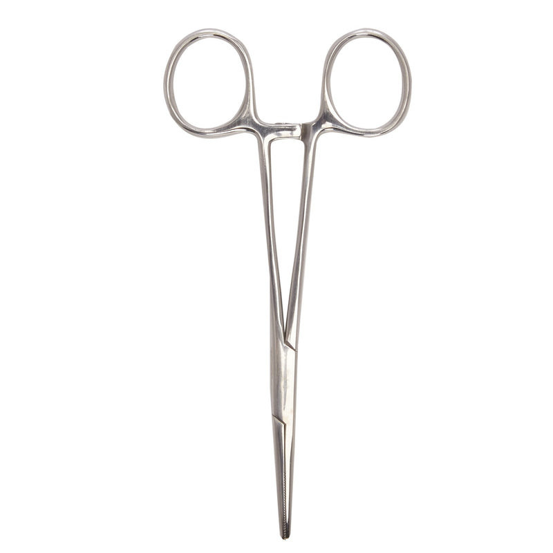 Hemostatic Forceps McKesson Kelly 5-1/2 Inch Length Floor / Office Grade Pakistani Stainless Steel NonSterile Locking Finger Ring Handle Straight Serrated Tips 