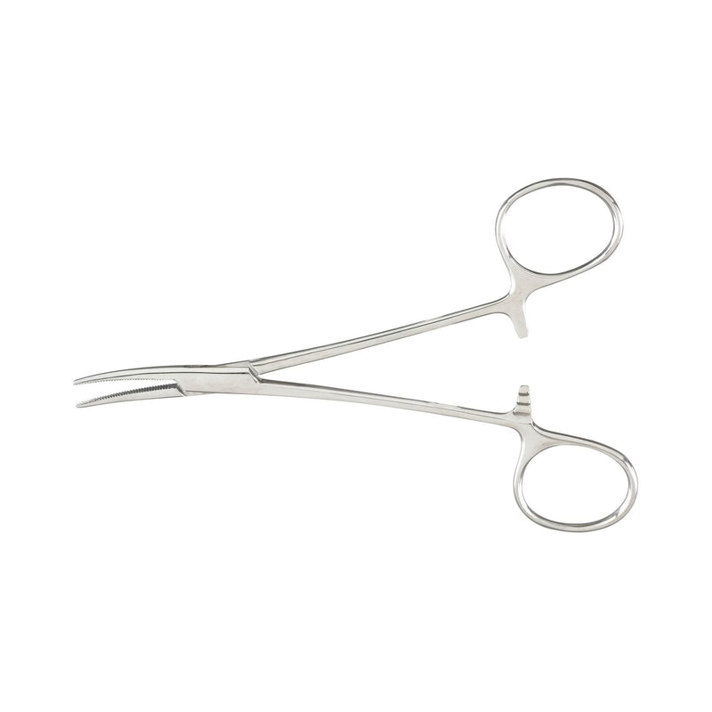 Hemostatic Forceps McKesson Kelly 5-1/2 Inch Length Floor / Office Grade Pakistani Stainless Steel NonSterile Locking Finger Ring Handle Curved Serrated Tips (Each)