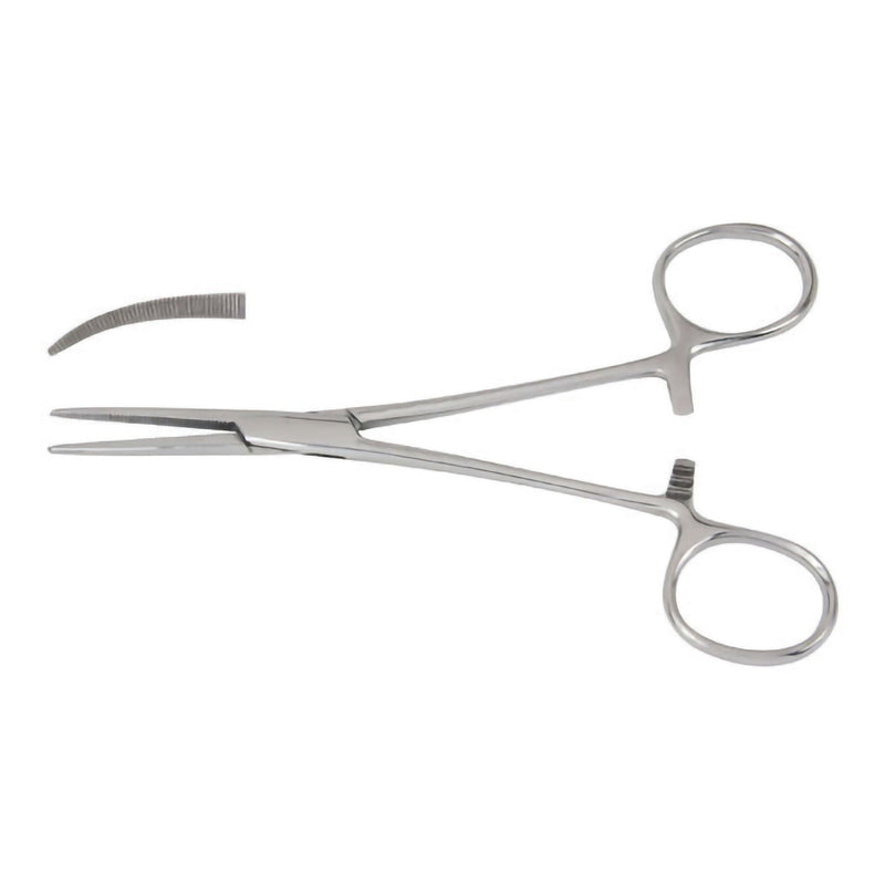Hemostatic Forceps McKesson Crile 5-1/2 Inch Length Floor / Office Grade Pakistani Stainless Steel NonSterile Locking Finger Ring Handle Curved Serrated Tips (Each)