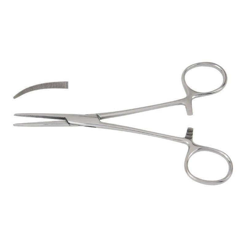 Hemostatic Forceps McKesson Crile 5-1/2 Inch Length Floor / Office Grade Pakistani Stainless Steel NonSterile Locking Finger Ring Handle Curved Serrated Tips 