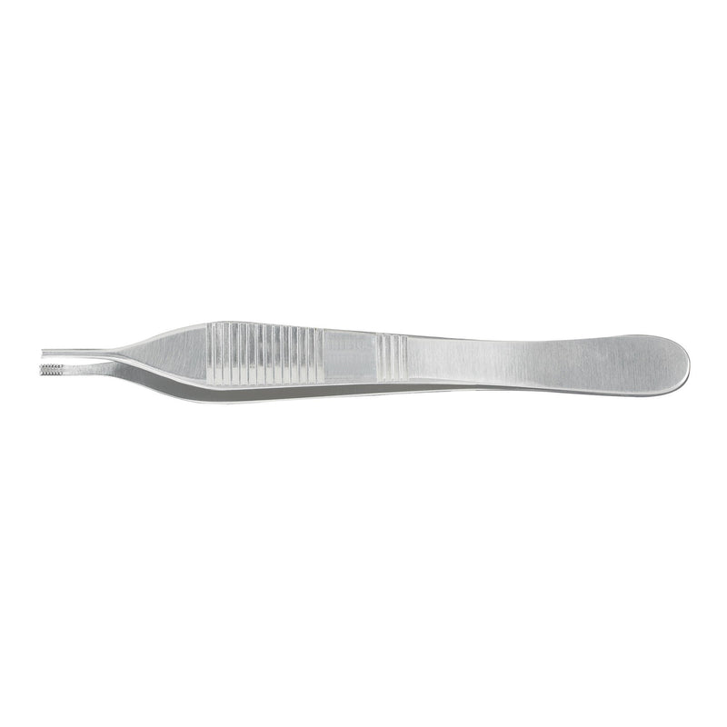 Tissue Forceps McKesson Adson-Brown 4-3/4 Inch Length Floor / Office Grade Pakistani Stainless Steel NonSterile NonLocking Thumb Handle Straight 7 X 7 Side Grasping Teeth 