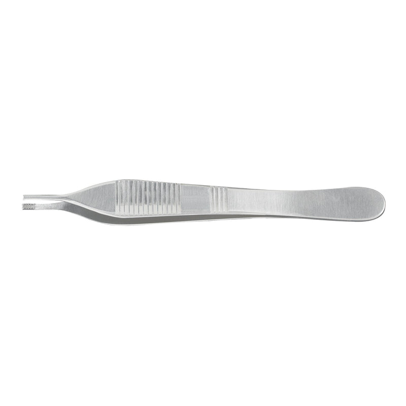 Tissue Forceps McKesson Adson-Brown 4-3/4 Inch Length Floor / Office Grade Pakistani Stainless Steel NonSterile NonLocking Thumb Handle Straight 7 X 7 Side Grasping Teeth 