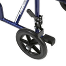 Transport Chair drive 17 Inch Seat Width Fixed Arm Height Swing-Away Footrest Aluminum Frame with Blue Finish