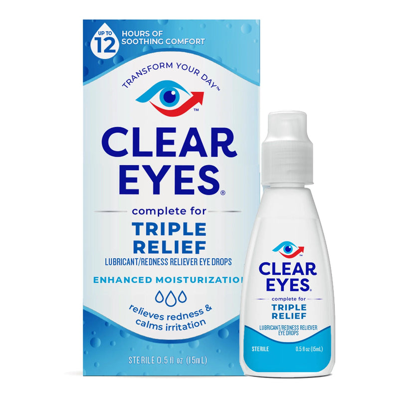 Clear Eyes Triple Action Lubricant Redness Reliever Eye Drops (Each)