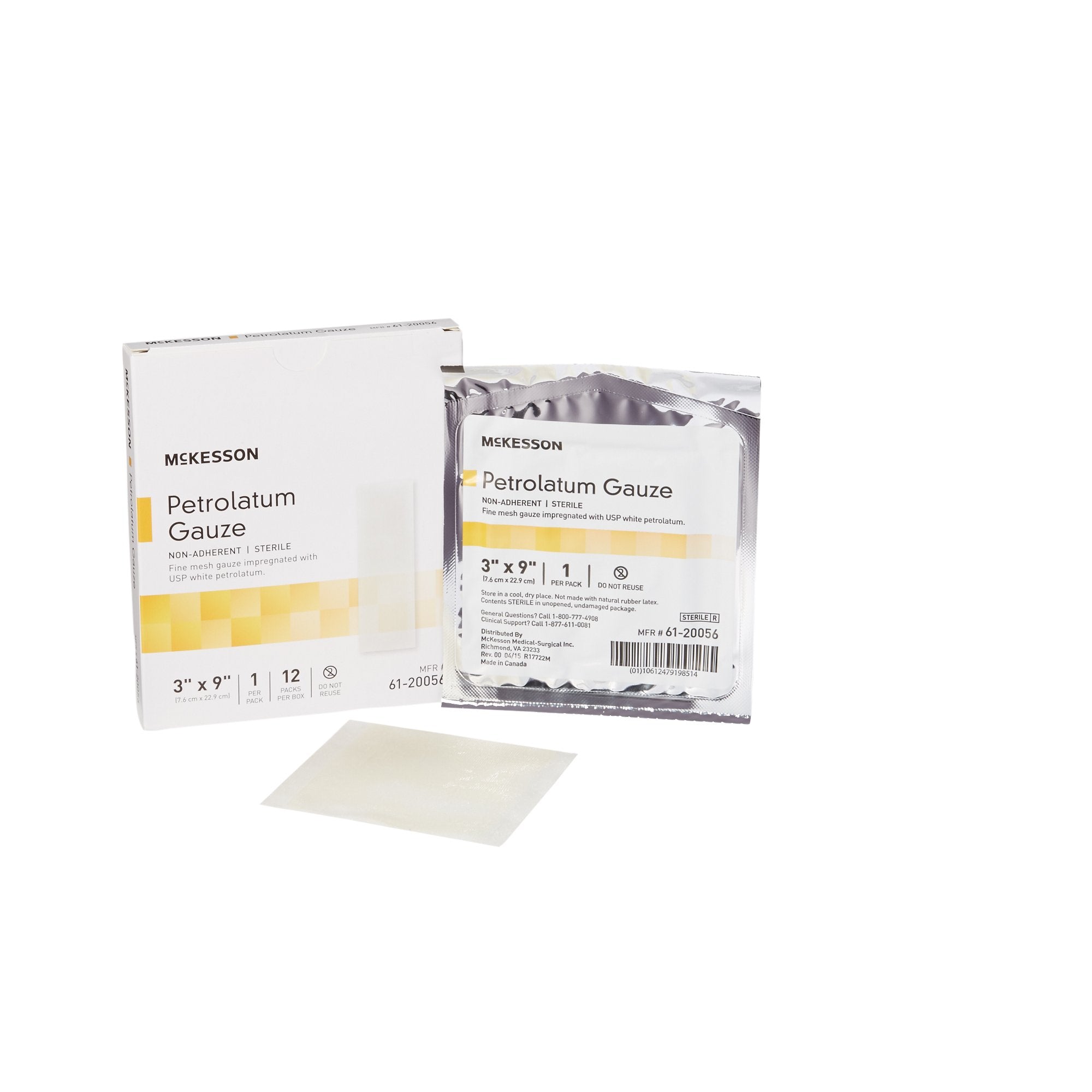 Petrolatum Impregnated Dressing McKesson Rectangle 3 X 9 Inch Sterile 