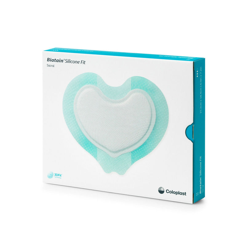 Silicone Foam Dressing Biatain Silicone Fit 6 x 7-3/4 Inch With Border Film Backing Silicone Adhesive Sacral Sterile (5/BX) 