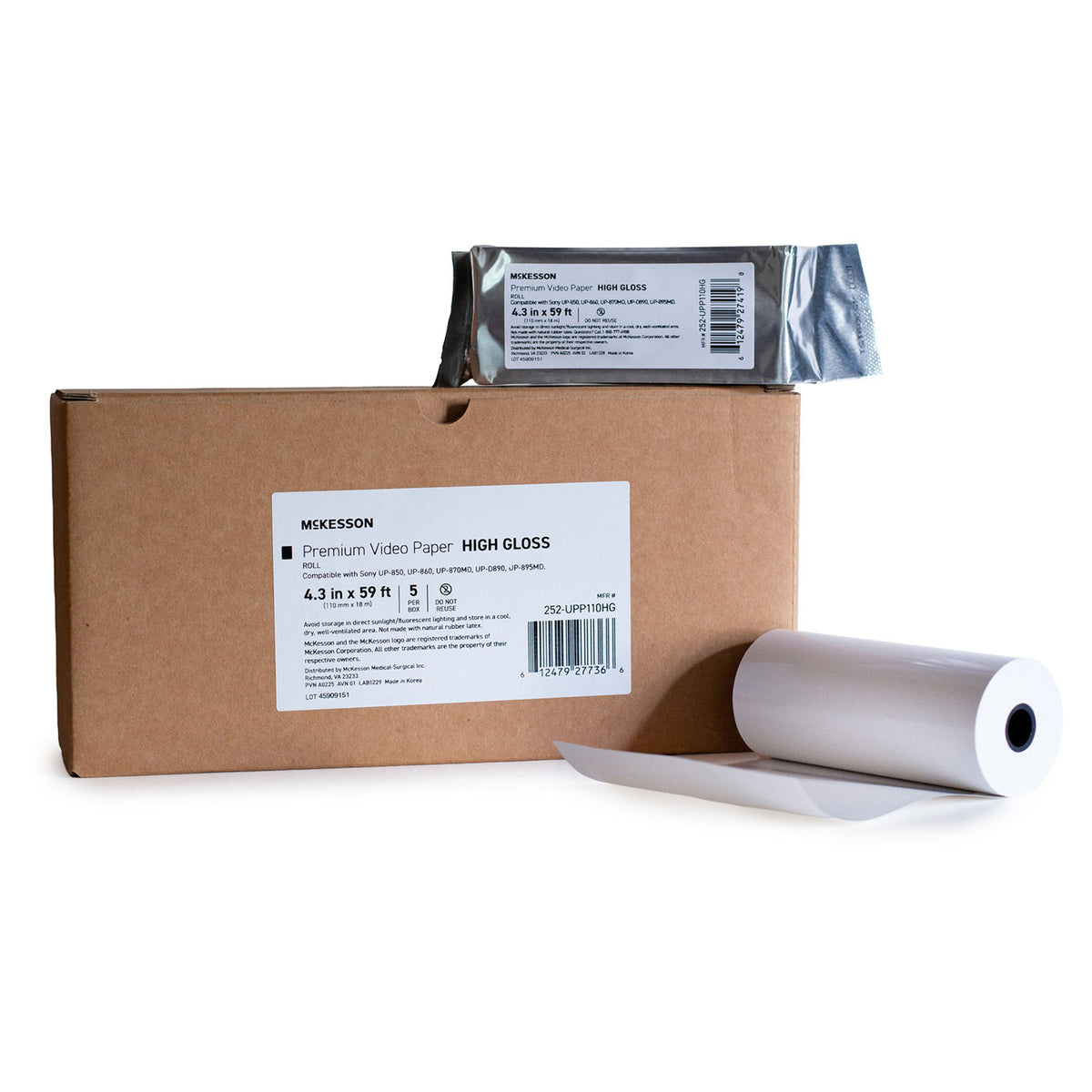 Ultrasound Video Paper McKesson Roll Black and White Without Grid (Case of 50)