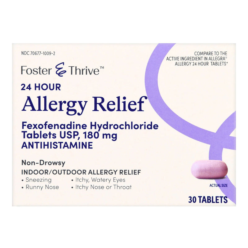 Foster & Thrive 24 Hour Allergy Relief Fexofenadine HCl USP 180 mg Tablets (Box of 30)