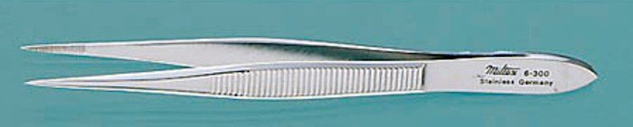 Splinter Forceps Miltex Economy Grade Howard 3-1/2 Inch Length Floor / Office Grade Pakistani Stainless Steel NonSterile NonLocking Thumb Handle Straight Serrated Tips 