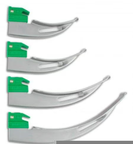 Laryngoscope Blade GreenLine Macintosh Type Fiberoptic Light Universal Sterile 