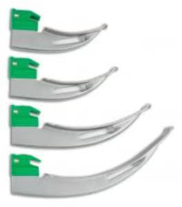 Laryngoscope Blade GreenLine Macintosh Type Fiberoptic Light Adult Sterile 