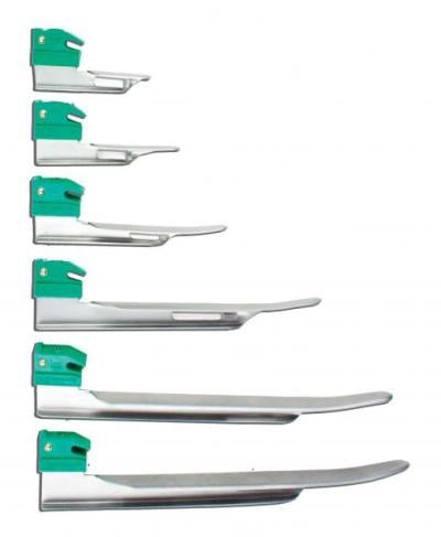 Laryngoscope Blade GreenLine Miller Type Fiberoptic Light Universal Sterile 