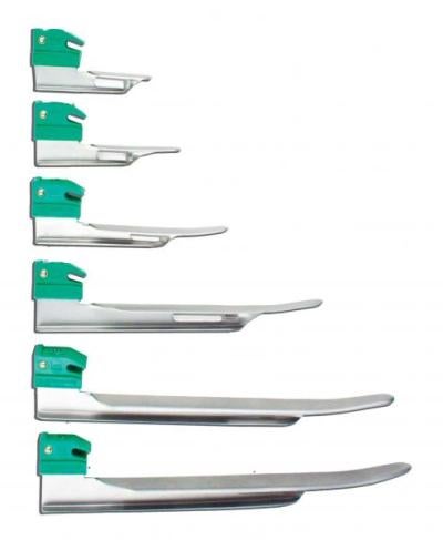 Laryngoscope Blade GreenLine Miller Type Fiberoptic Light Universal Sterile 
