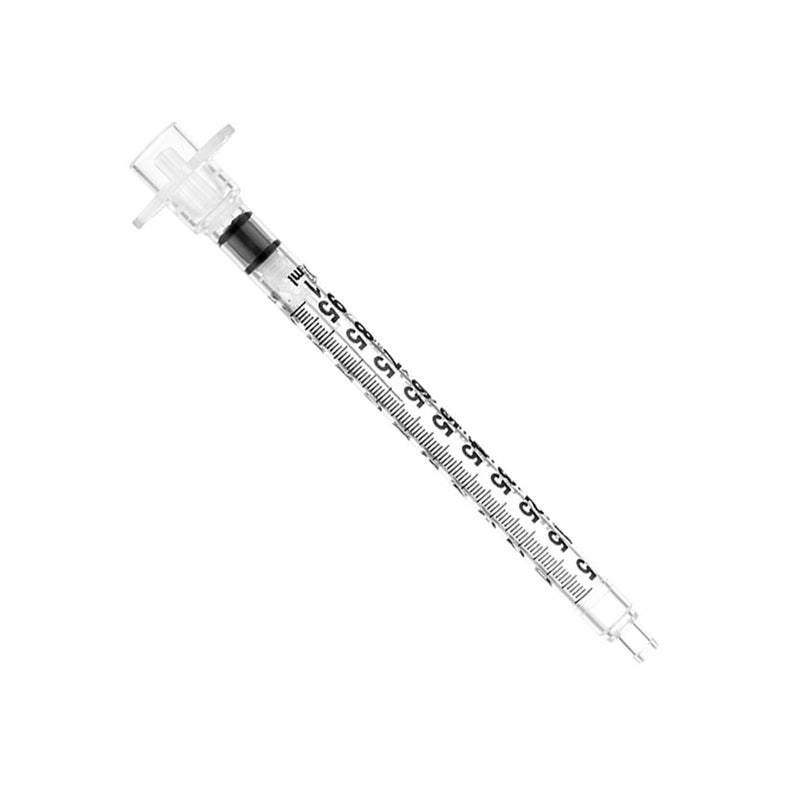 Safety Insulin Syringe with Needle Sol-Care 1 mL 1/2 Inch 29 Gauge Retractable Safety Needle Regular Wall 