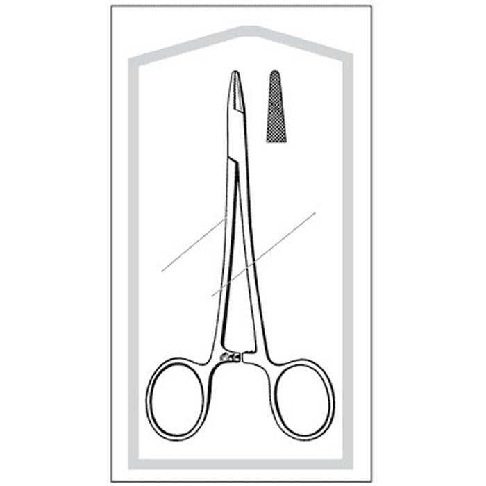 Needle Holder Econo Baumgartner 5-1/2 Inch Length Straight Serrated Tip Finger Ring Handle 